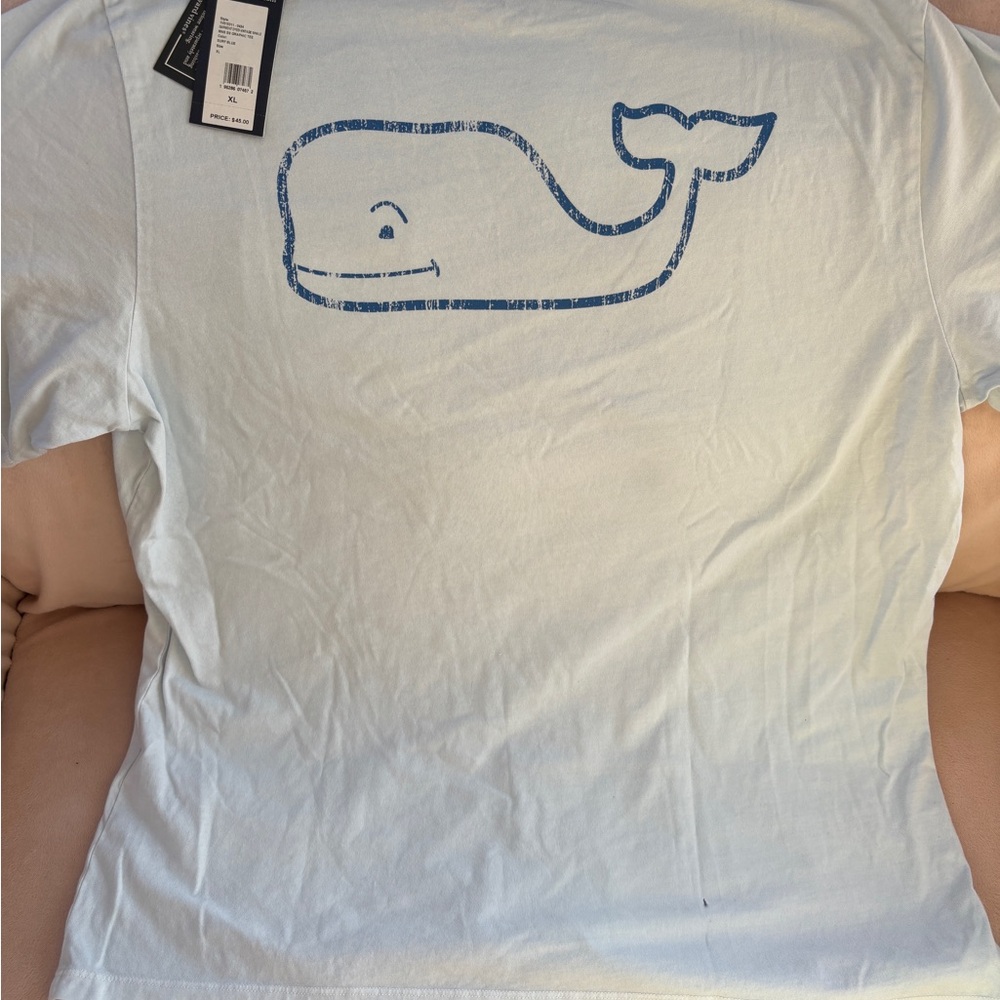 Vineyard Vines Men's Surf Blue Vintage Whale Pocket Tee - Picture 2 of 6